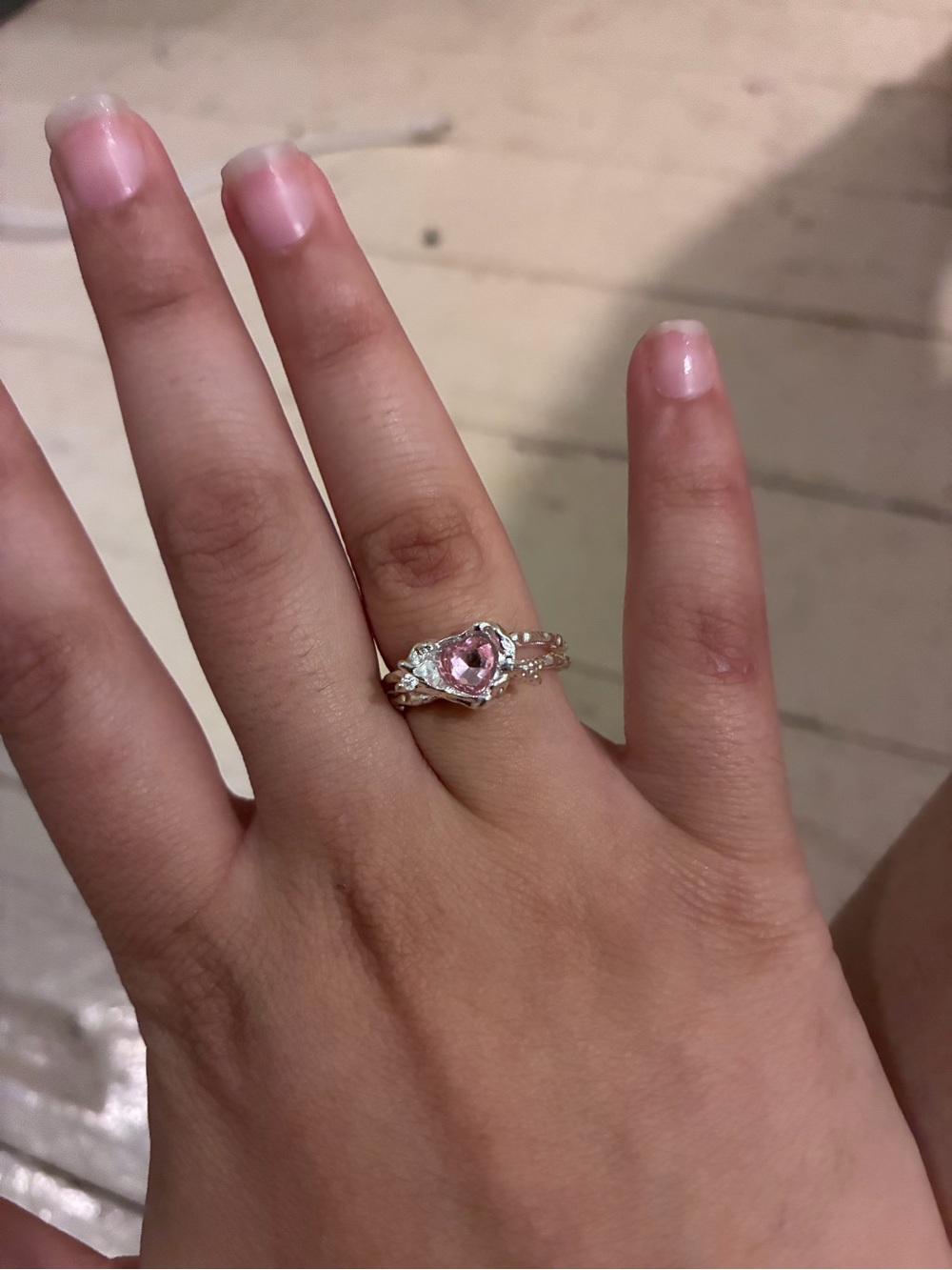Pink Heart-Shaped Gemstone Ring